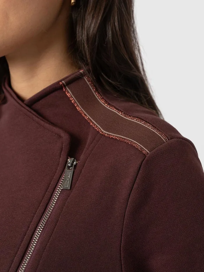 Cotton Biker Jacket 8211 Maroon 8211 Bronze Stripe Bronze Stripe Women Saint And Sofia Coats and Jackets