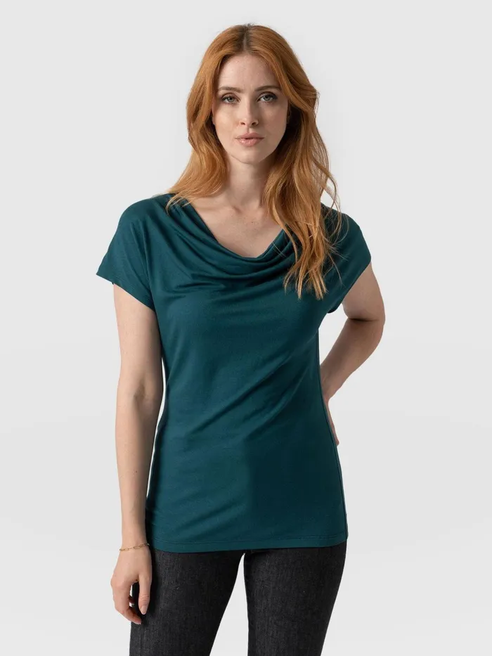 Cowl Neck Tee 8211 Deep Green Deep Green Women Saint And Sofia TShirts and Tanks
