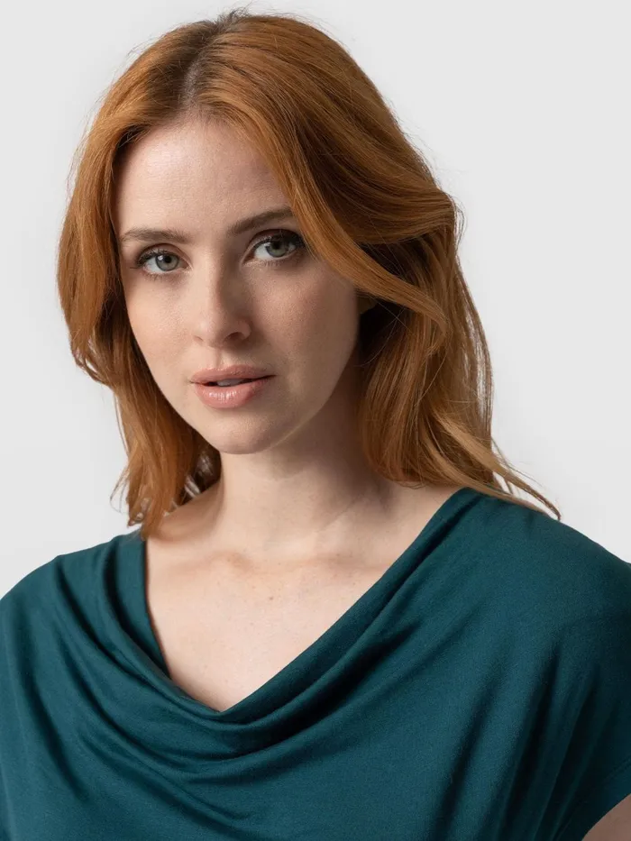 Cowl Neck Tee 8211 Deep Green Deep Green Women Saint And Sofia TShirts and Tanks