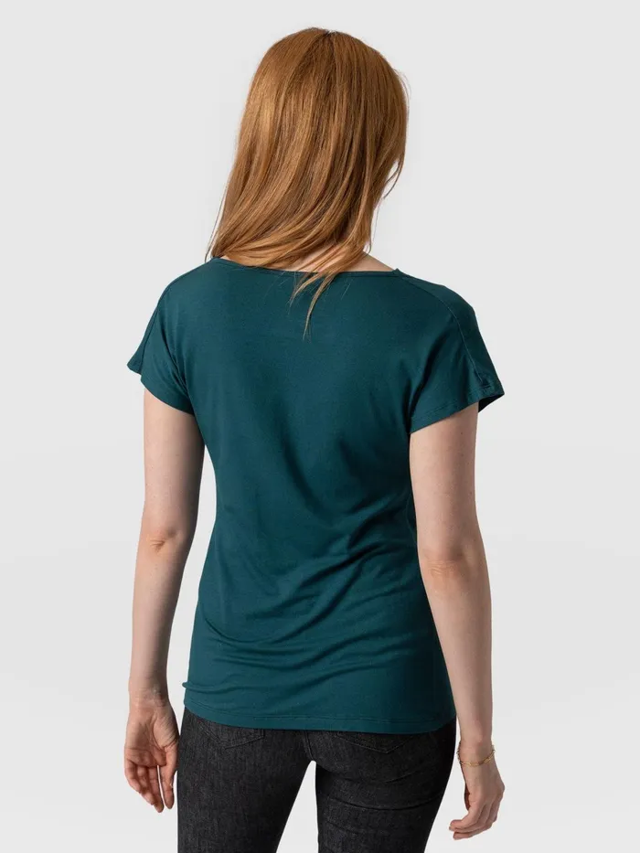 Cowl Neck Tee 8211 Deep Green Deep Green Women Saint And Sofia TShirts and Tanks