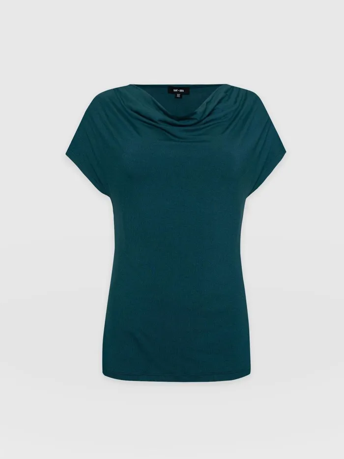 Cowl Neck Tee 8211 Deep Green Deep Green Women Saint And Sofia TShirts and Tanks