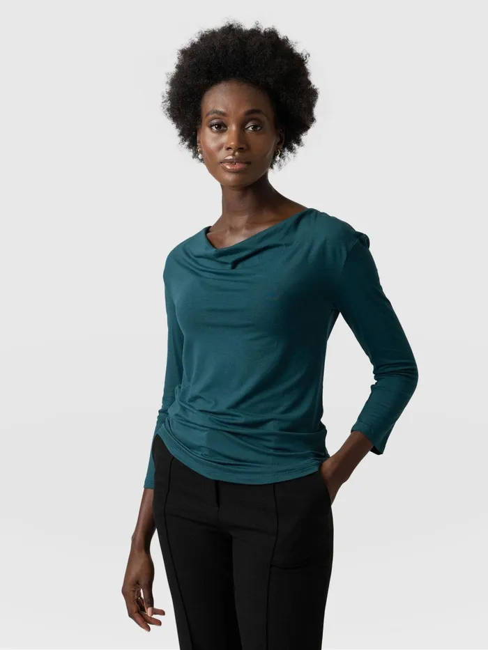 Cowl Neck Tee Long Sleeve 8211 Deep Green Deep Green Women Saint And Sofia TShirts and Tanks Cowl Neck Tee Long Sleeve 8211 Deep Green Deep Green Women Saint And Sofia TShirts and Tanks