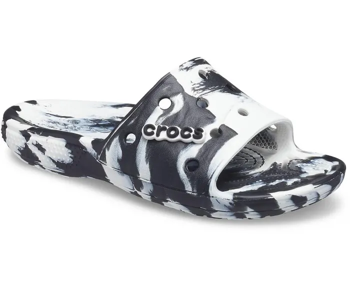 Crocs Sandals Classic Crocs Marbled Slide White Black 8211 WomenMen