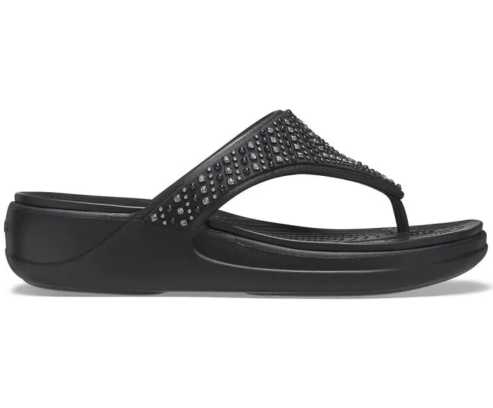 Crocs Sandals Crocs Monterey Shimmer Wedge Flip Black 8211 Women