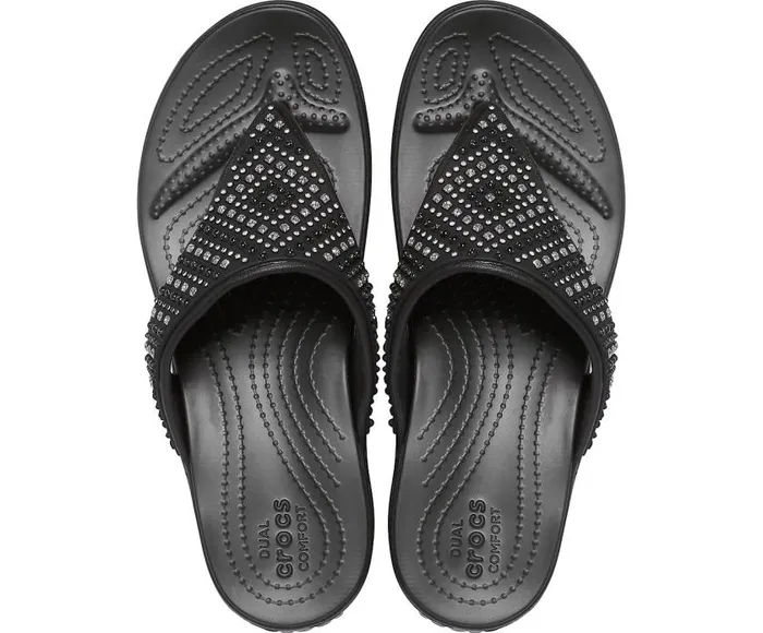 Crocs Sandals Crocs Monterey Shimmer Wedge Flip Black 8211 Women
