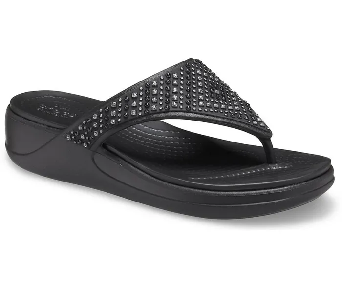 Crocs Sandals Crocs Monterey Shimmer Wedge Flip Black 8211 Women