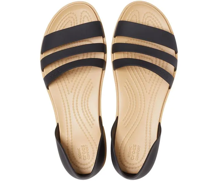 Crocs Sandals Crocs Tulum Open Flat Black Tan 8211 Women