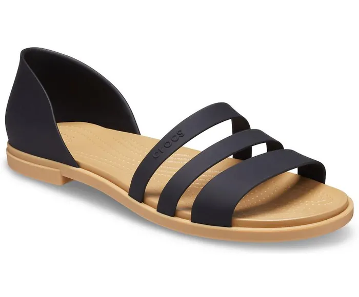 Crocs Sandals Crocs Tulum Open Flat Black Tan 8211 Women
