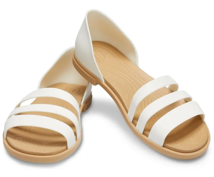 Crocs Sandals Crocs Tulum Open Flat Oyster Tan 8211 Women