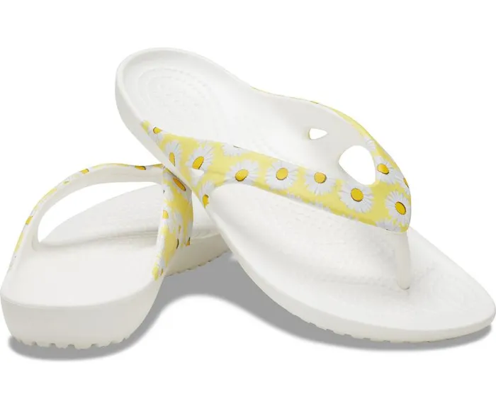 Crocs Sandals Kadee II Printed Flip White Yellow Daisy 8211 Women
