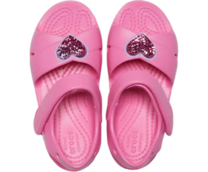 Crocs Sandals Kids039 Classic CrossStrap Charm Sandal Pink Lemonade 8211 Girls