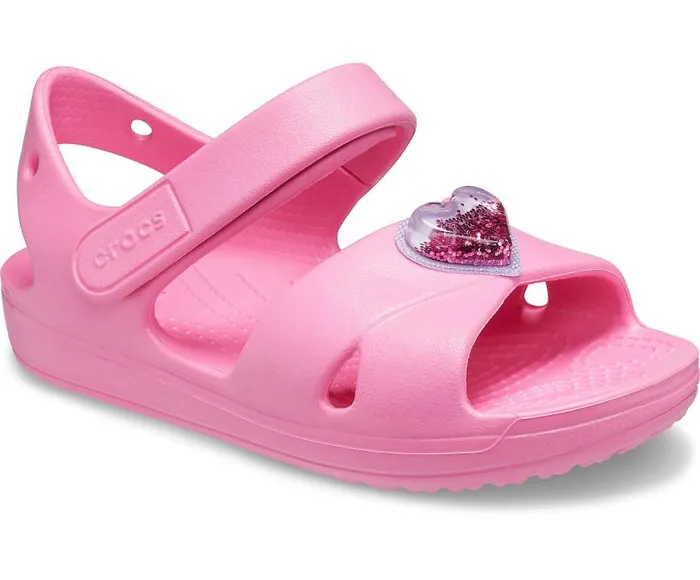Crocs Sandals Kids039 Classic CrossStrap Charm Sandal Pink Lemonade 8211 Girls