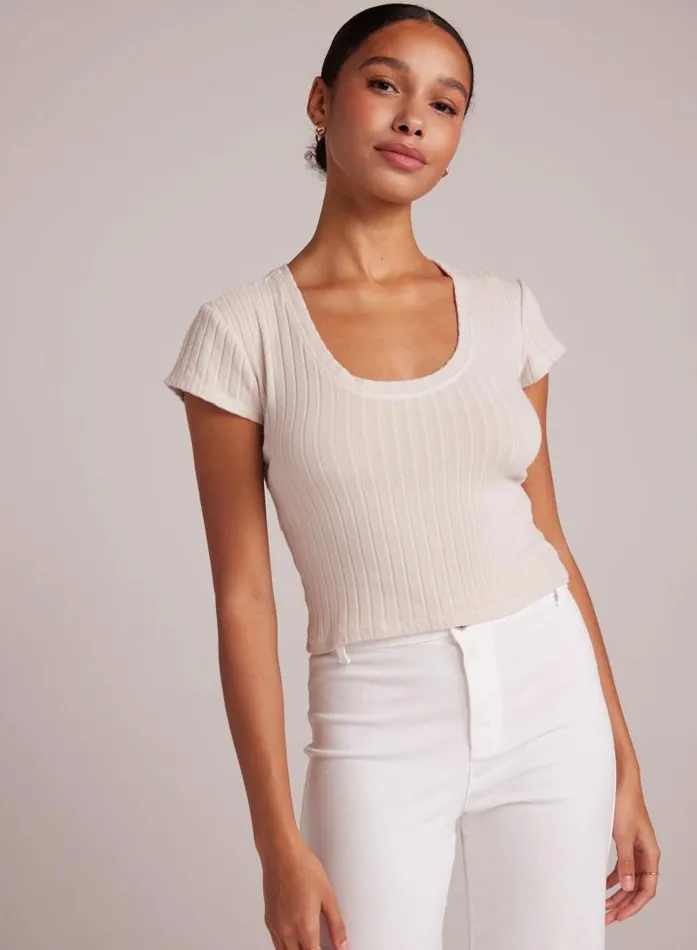 Cropped Scoop Neck Tee 8211 Khaki Stone Women Bella Dahl TShirts