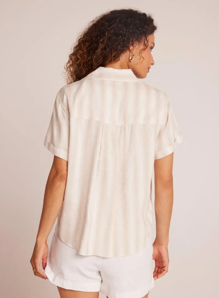 Cuffed Short Sleeve Shirt 8211 Playa Sand Stripe Women Bella Dahl Button Down Cuffed Short Sleeve Shirt 8211 Playa Sand Stripe Women Bella Dahl Button Down
