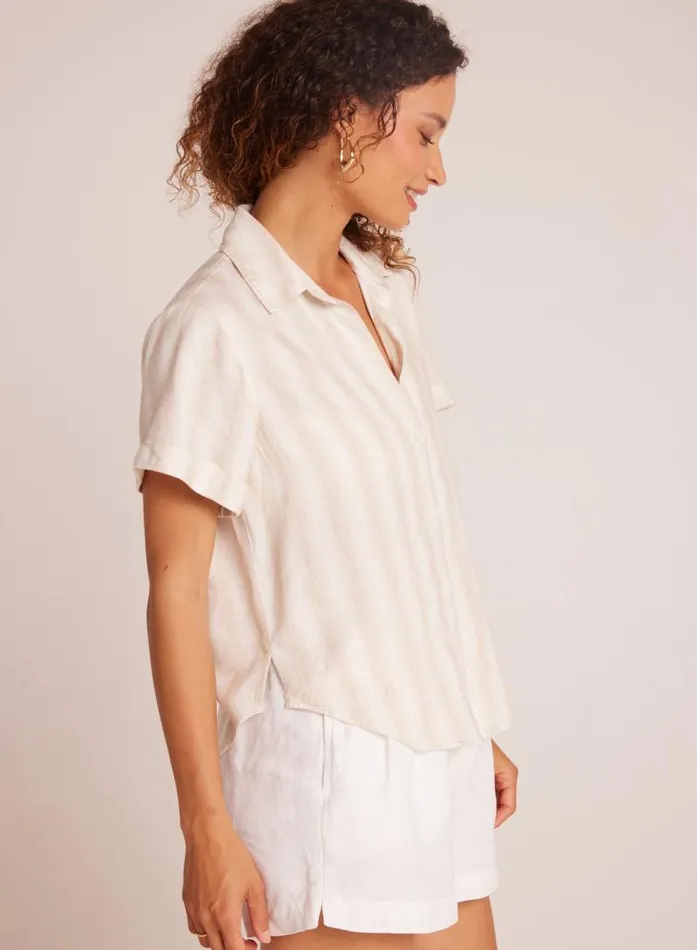 Cuffed Short Sleeve Shirt 8211 Playa Sand Stripe Women Bella Dahl Button Down Cuffed Short Sleeve Shirt 8211 Playa Sand Stripe Women Bella Dahl Button Down