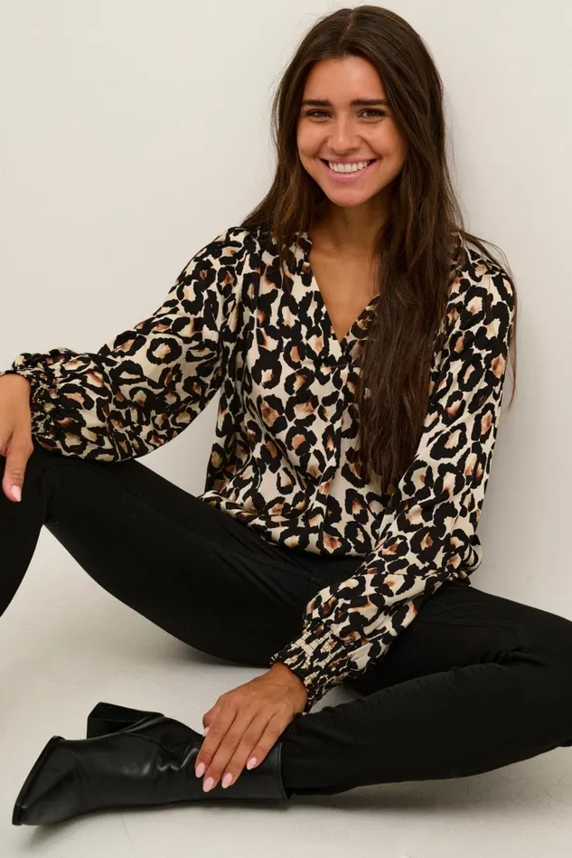 CULTURE Blouses CUvinca Leopard Blouse Oyster Gray 8211 Women