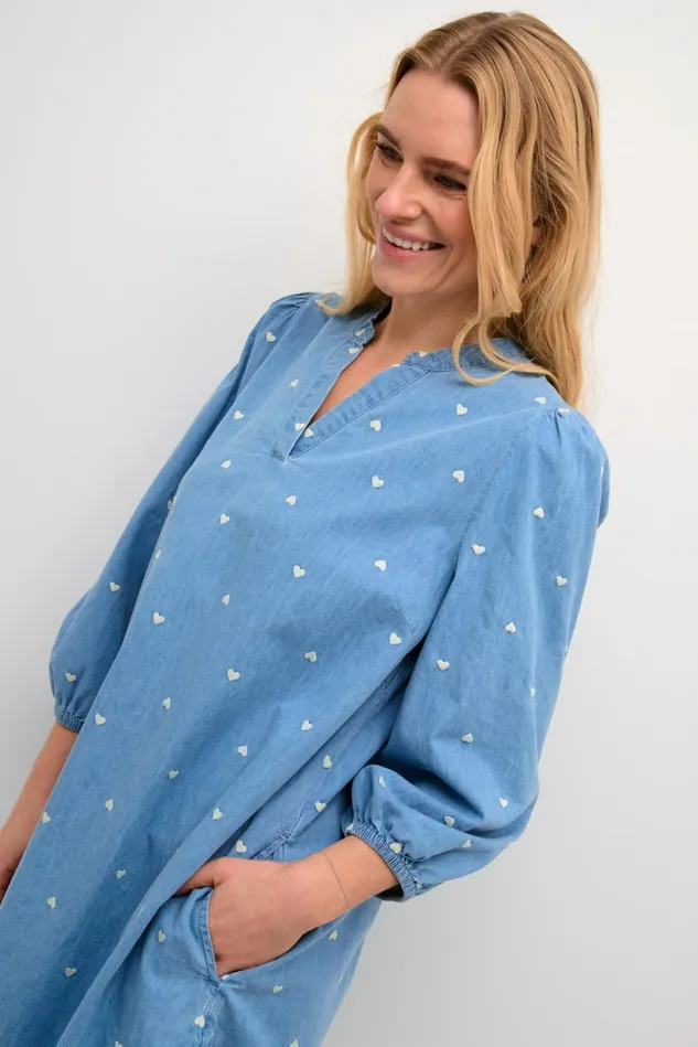 CULTURE Dresses CUmichelle Dress Light Bluewhite Hearts 8211 Women