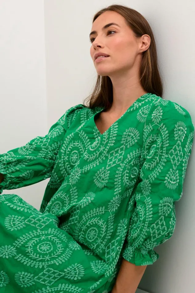 CULTURE Dresses CUtia Dress With Embroidery Holly Green 8211 Women