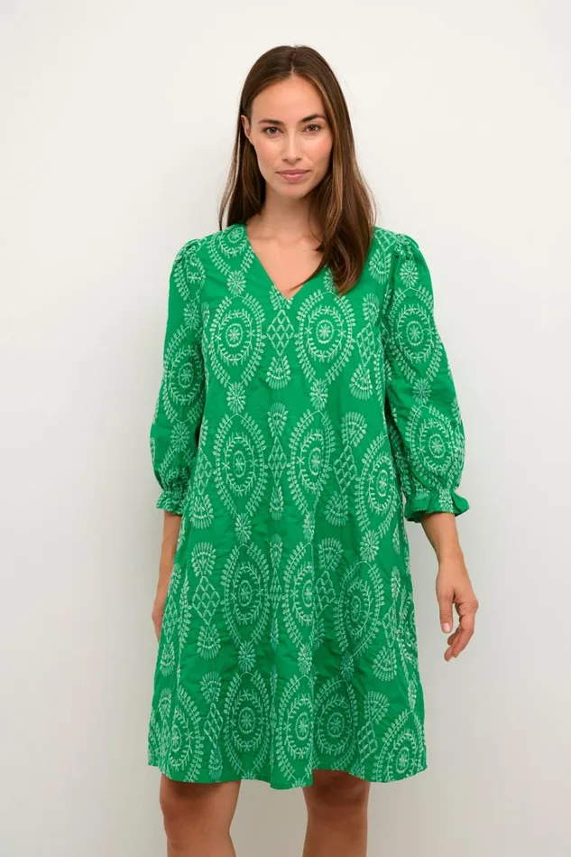CULTURE Dresses CUtia Dress With Embroidery Holly Green 8211 Women