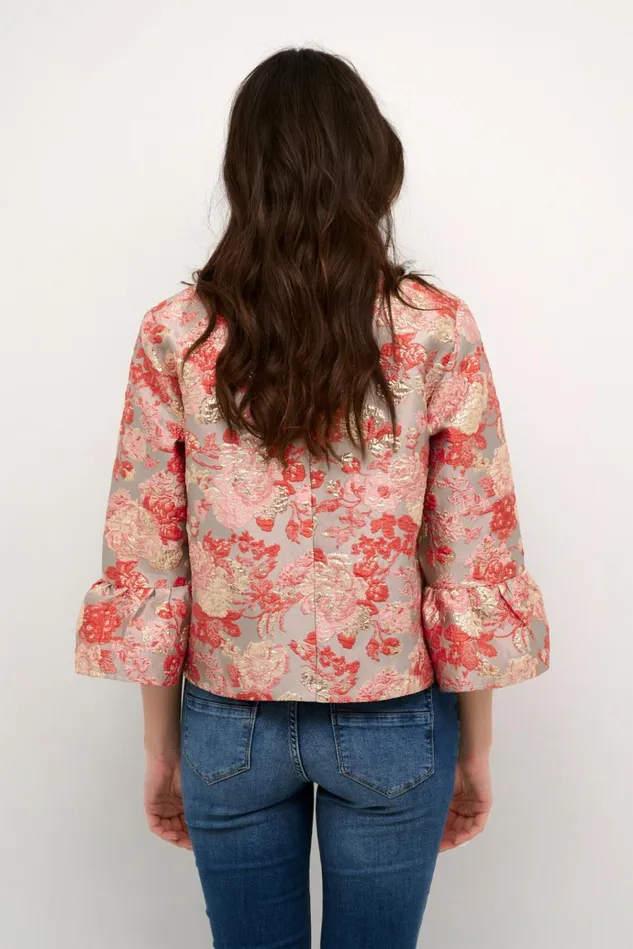 CULTURE Jackets and Coats CUbanjo Jacket With Bell Sleeves Red Floral 8211 Women