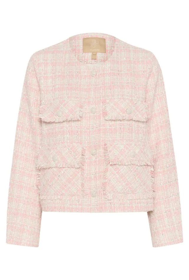 CULTURE Jackets and Coats CUcoca Boucl Jacket Pinkwhite Check 8211 Women