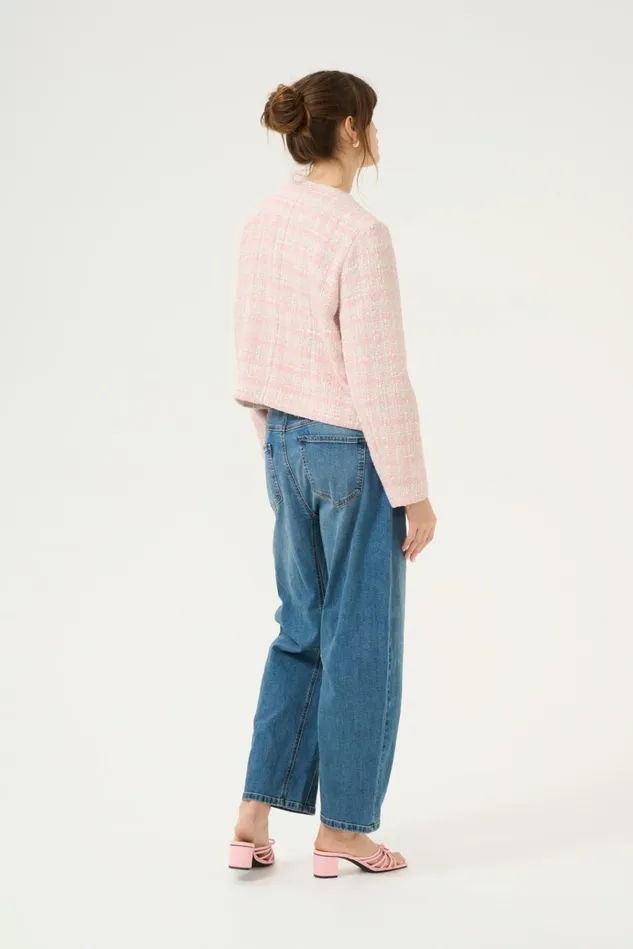 CULTURE Jackets and Coats CUcoca Boucl Jacket Pinkwhite Check 8211 Women