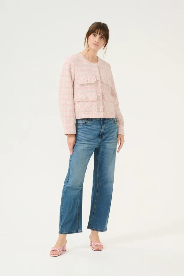 CULTURE Jackets and Coats CUcoca Boucl Jacket Pinkwhite Check 8211 Women