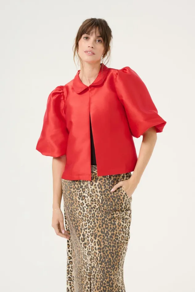 CULTURE Jackets and Coats CUtafta Satin Jacket Fiery Red 8211 Women