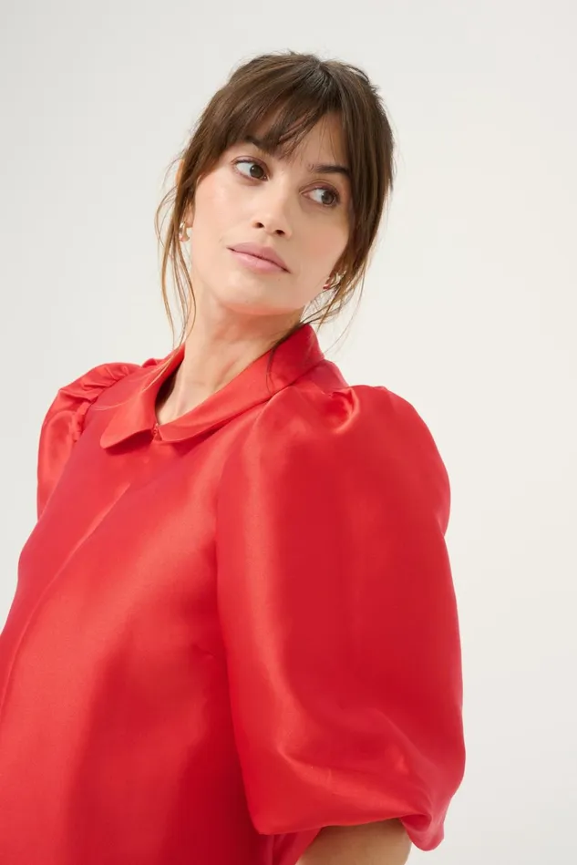 CULTURE Jackets and Coats CUtafta Satin Jacket Fiery Red 8211 Women