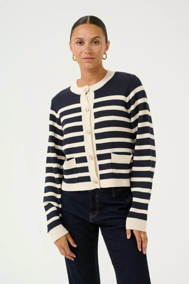 CULTURE Knitwear and Cardigans CUaio Cardigan Dress Blueswhitecap Stripe 8211 Women