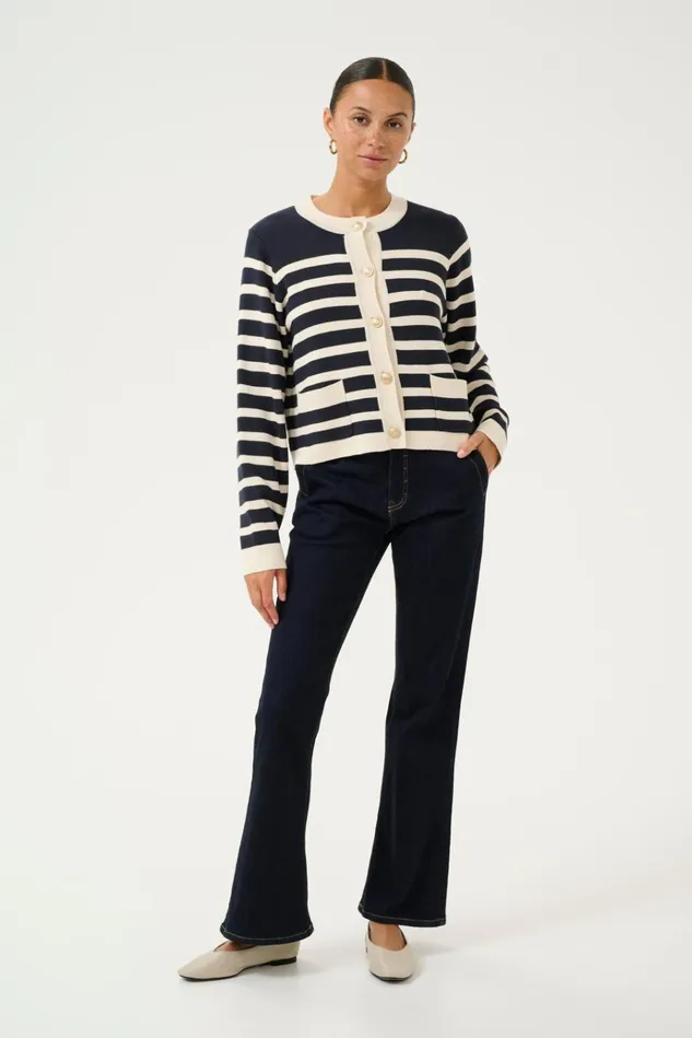 CULTURE Knitwear and Cardigans CUaio Cardigan Dress Blueswhitecap Stripe 8211 Women