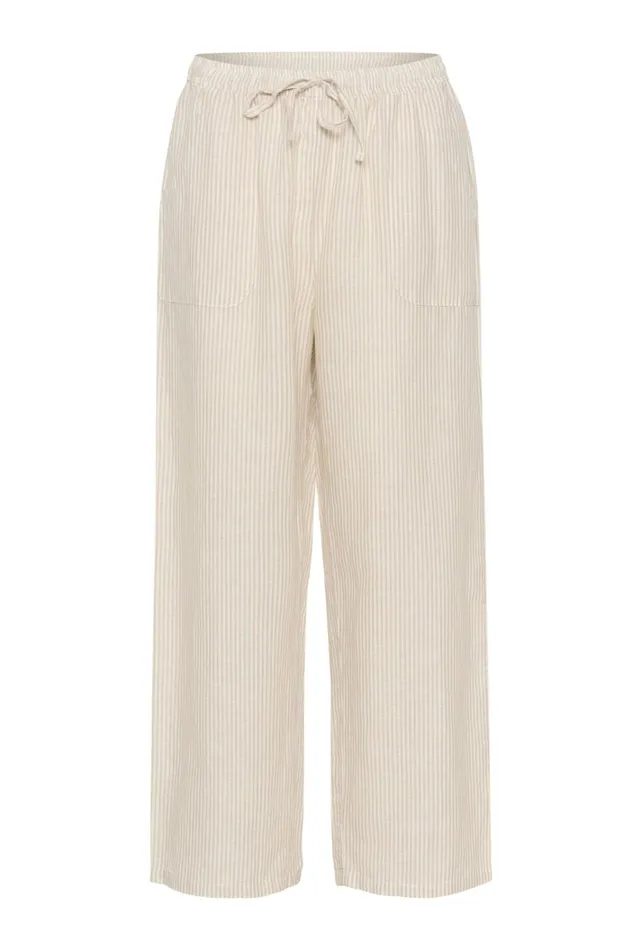 CULTURE Pants CUazemina Linen Trousers Sandwhite Stripe 8211 Women