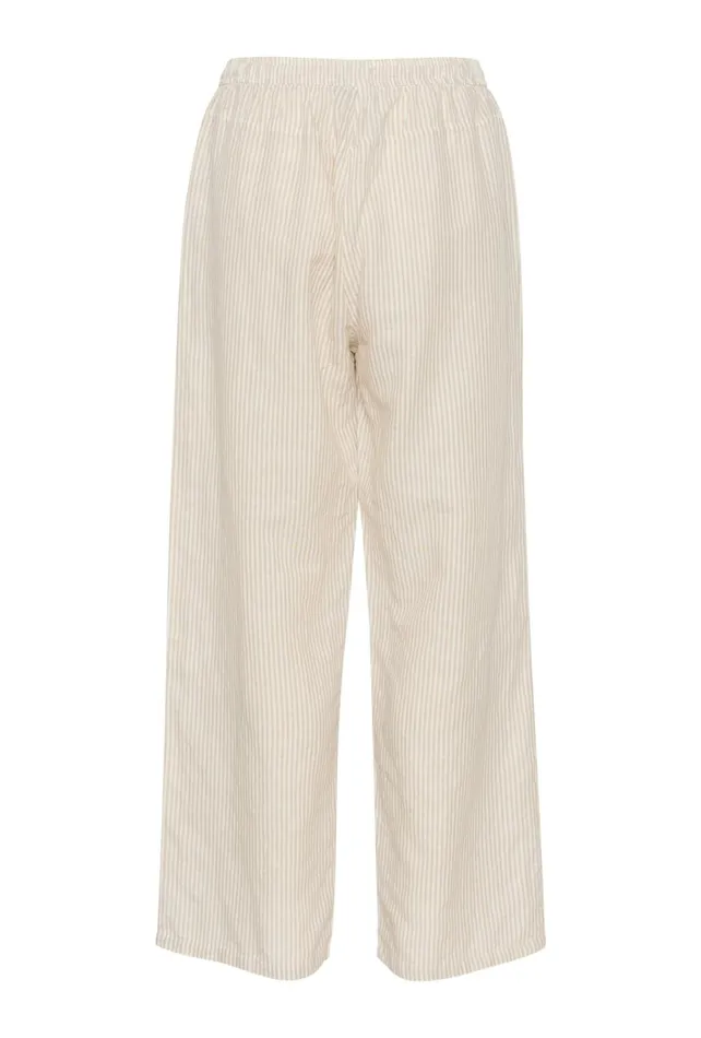 CULTURE Pants CUazemina Linen Trousers Sandwhite Stripe 8211 Women
