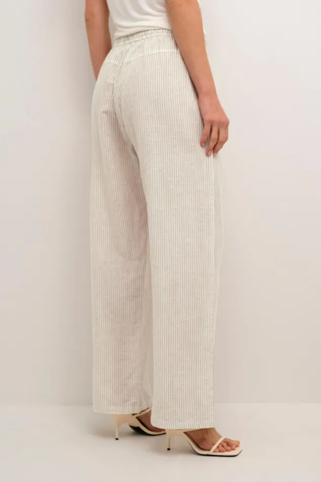 CULTURE Pants CUazemina Linen Trousers Sandwhite Stripe 8211 Women