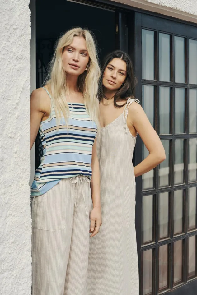 CULTURE Pants CUazemina Linen Trousers Sandwhite Stripe 8211 Women