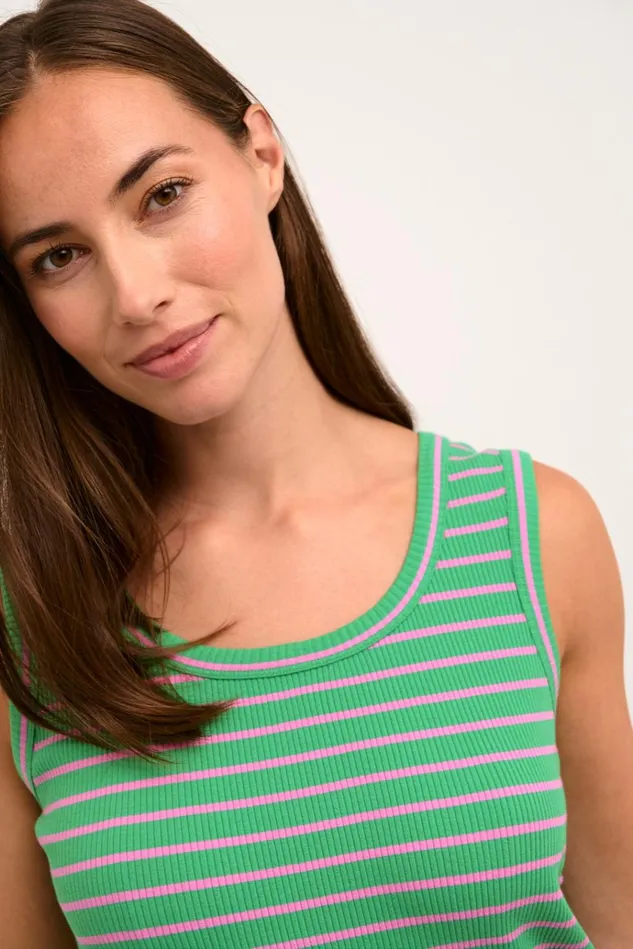 CULTURE Tops and TShirts CUdolly Top Greenpink Stripe 8211 Women