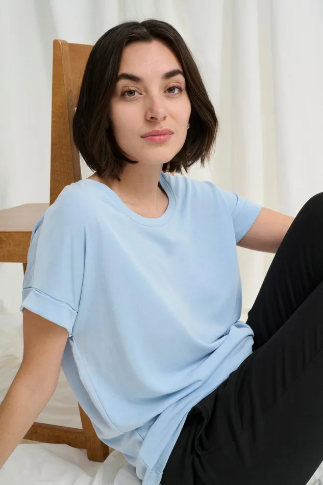 CULTURE Tops and TShirts Kajsa Tshirt Cashmere Blue 8211 Women
