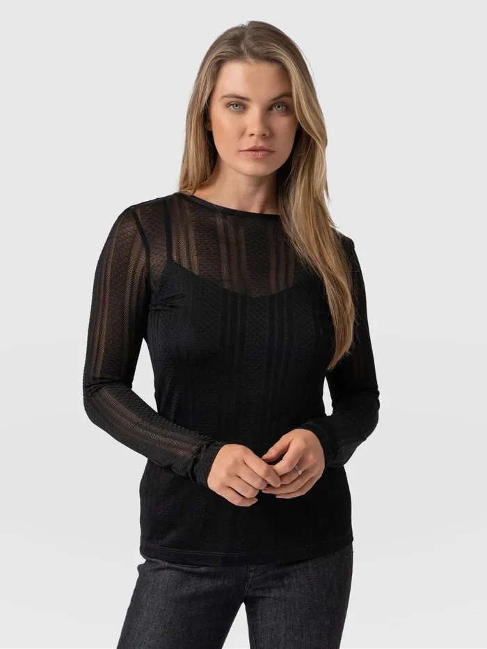 Demi Lace Long Sleeve Tee 8211 Black Black Women Saint And Sofia TShirts and Tanks Demi Lace Long Sleeve Tee 8211 Black Black Women Saint And Sofia TShirts and Tanks