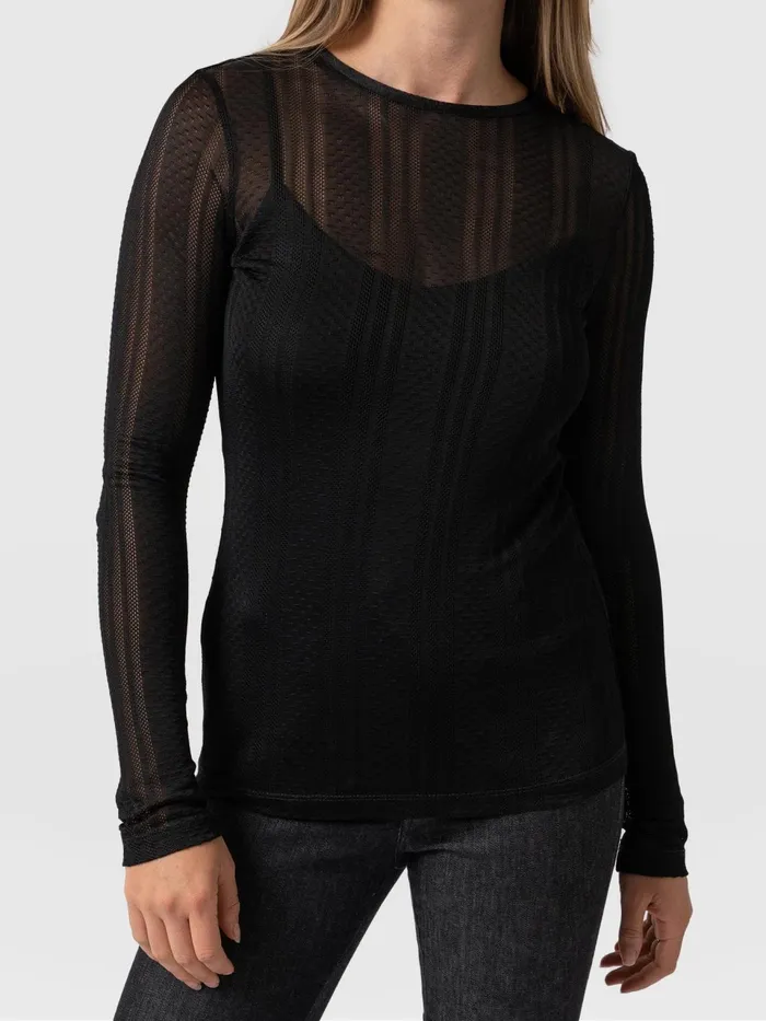 Demi Lace Long Sleeve Tee 8211 Black Black Women Saint And Sofia TShirts and Tanks