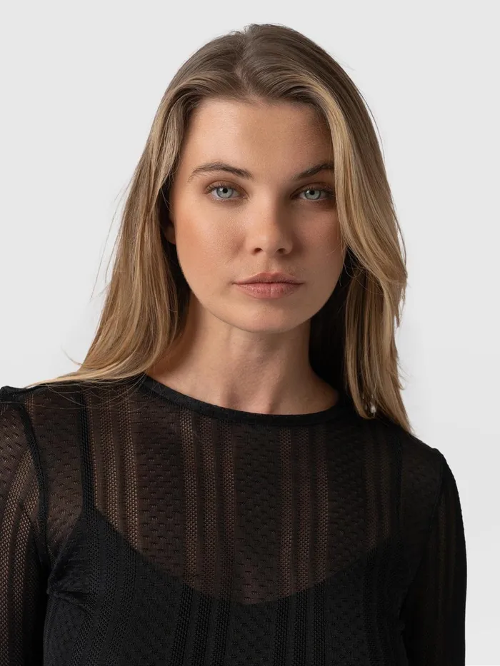 Demi Lace Long Sleeve Tee 8211 Black Black Women Saint And Sofia TShirts and Tanks