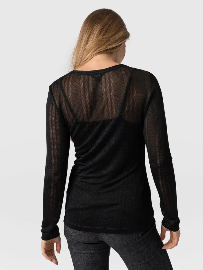 Demi Lace Long Sleeve Tee 8211 Black Black Women Saint And Sofia TShirts and Tanks