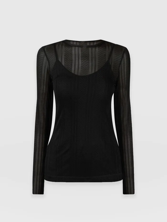 Demi Lace Long Sleeve Tee 8211 Black Black Women Saint And Sofia TShirts and Tanks