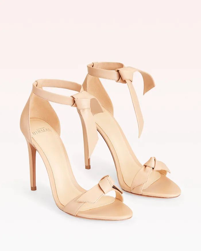Designer Sandals For 8211 Clarita 100 Bow Tie High Heel Sandal In Leather Alexandre Birman Beige Women Alexandre Birman Sandals
