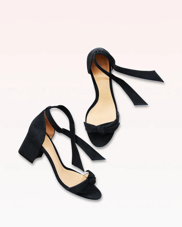 Designer Sandals For 8211 Clarita Bow Tie Block Heel Sandal In Suede Alexandre Birman Black Women Alexandre Birman Sandals