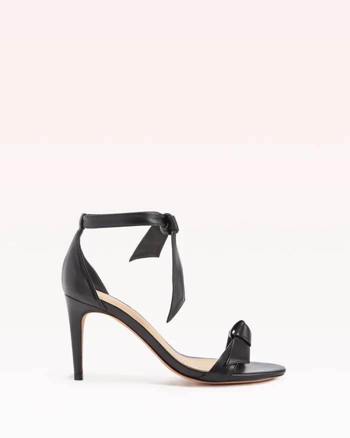 Designer Sandals For 8211 Clarita Bow Tie Mid Heel Sandal In Nappa Leather Alexandre Birman Black Women Alexandre Birman Sandals