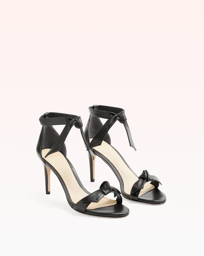 Designer Sandals For 8211 Clarita Bow Tie Mid Heel Sandal In Nappa Leather Alexandre Birman Black Women Alexandre Birman Sandals