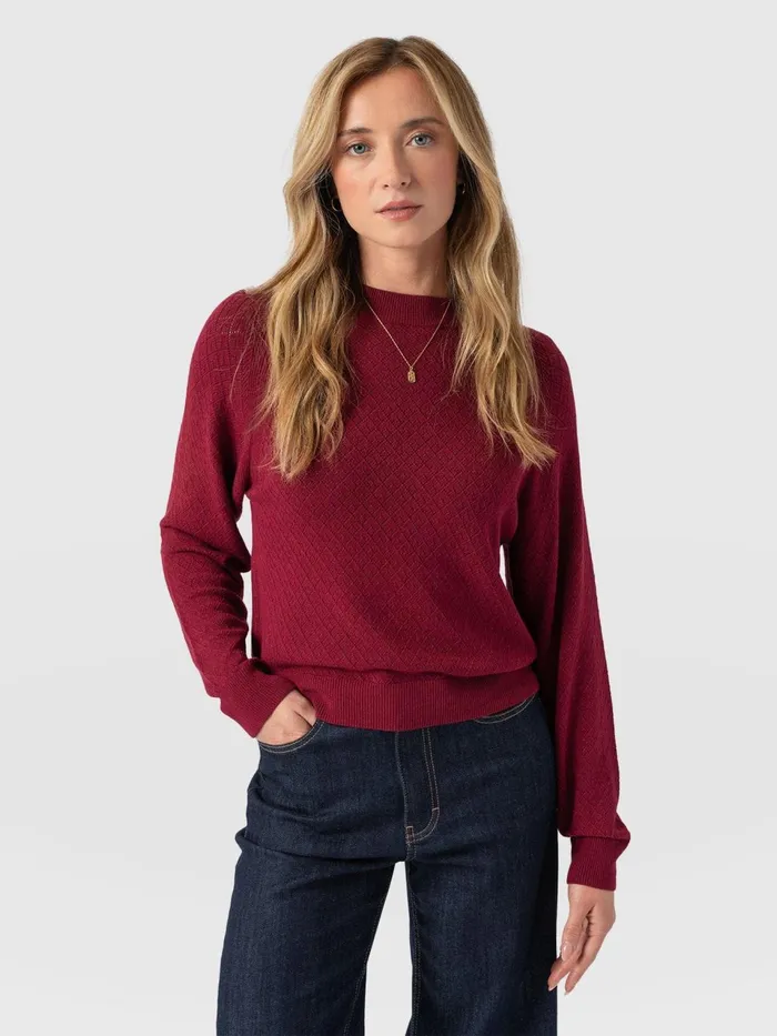 Diamond Knit Sweater 8211 Deep Pink Deep Pink Women Saint And Sofia Knitwear