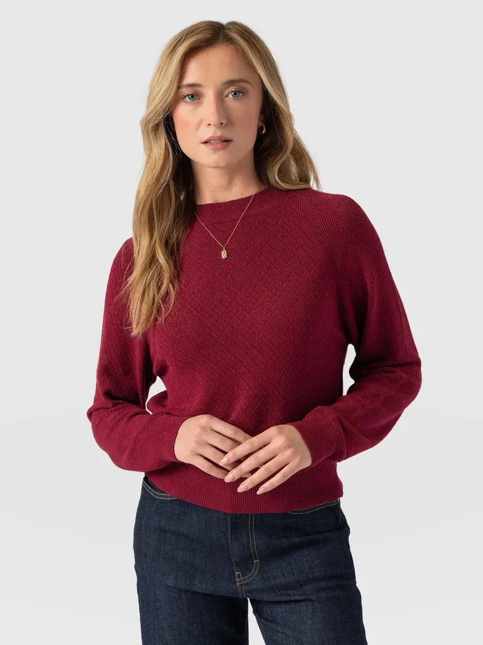 Diamond Knit Sweater 8211 Deep Pink Deep Pink Women Saint And Sofia Knitwear