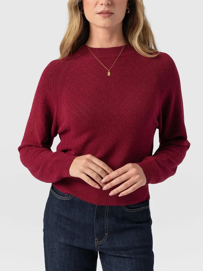 Diamond Knit Sweater 8211 Deep Pink Deep Pink Women Saint And Sofia Knitwear