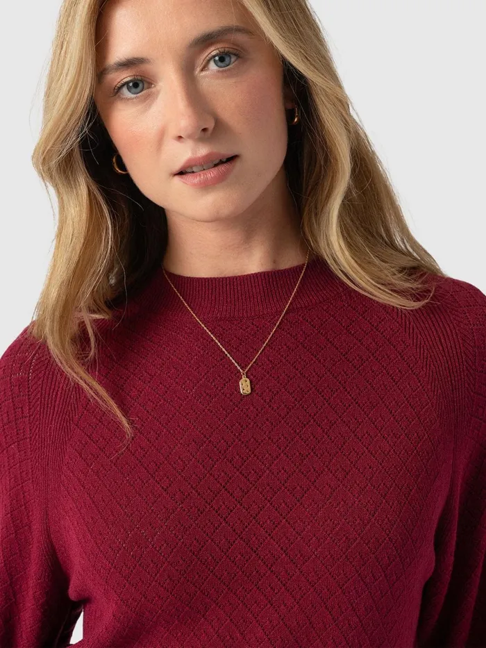 Diamond Knit Sweater 8211 Deep Pink Deep Pink Women Saint And Sofia Knitwear